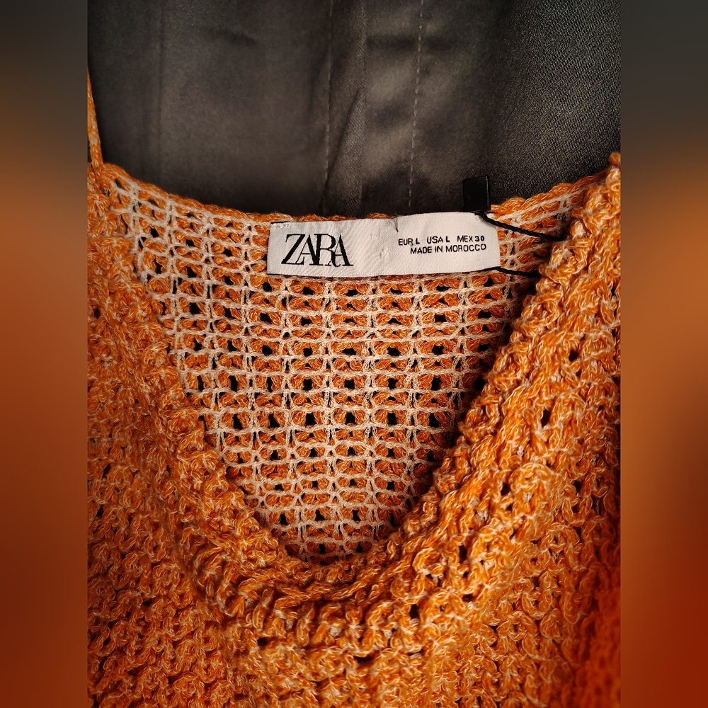 Zara Orange Ribbed Sleeveless Camisole - Picture 4 of 9